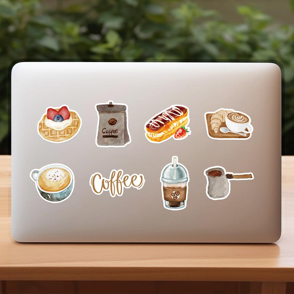Cute Coffee Doodle Stickers: Waterproof, Decorative, 50/100 Sheets for Water Bottles & Luggage - Perfect for Kids