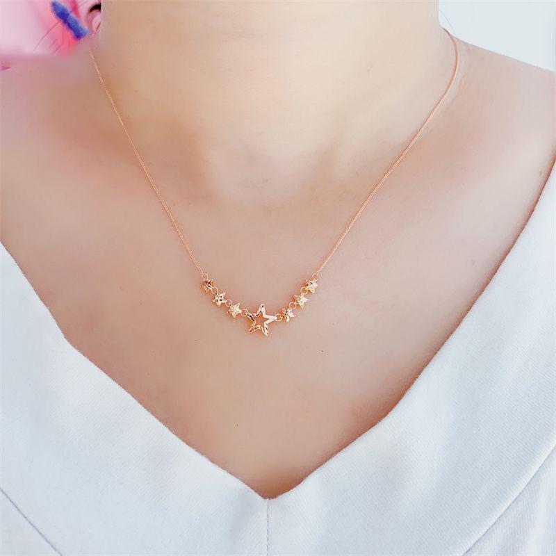 Purple Gold Car Flower Connection Star Necklace Luxury Rose Gold Plated Fashion Hollow Necklace
