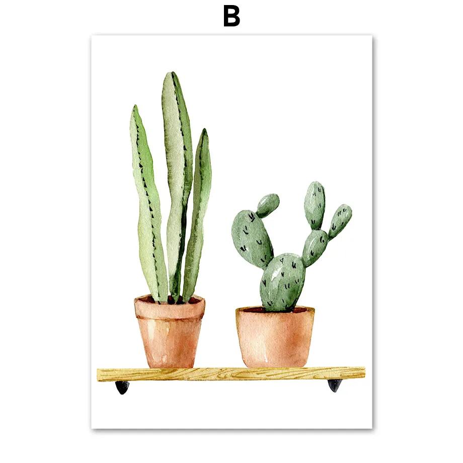 Cactus Tiger Pilan Monstera Green Plants Wall Art Canvas Painting Nordic Posters And Prints Wall Pictures For Living Room Decor