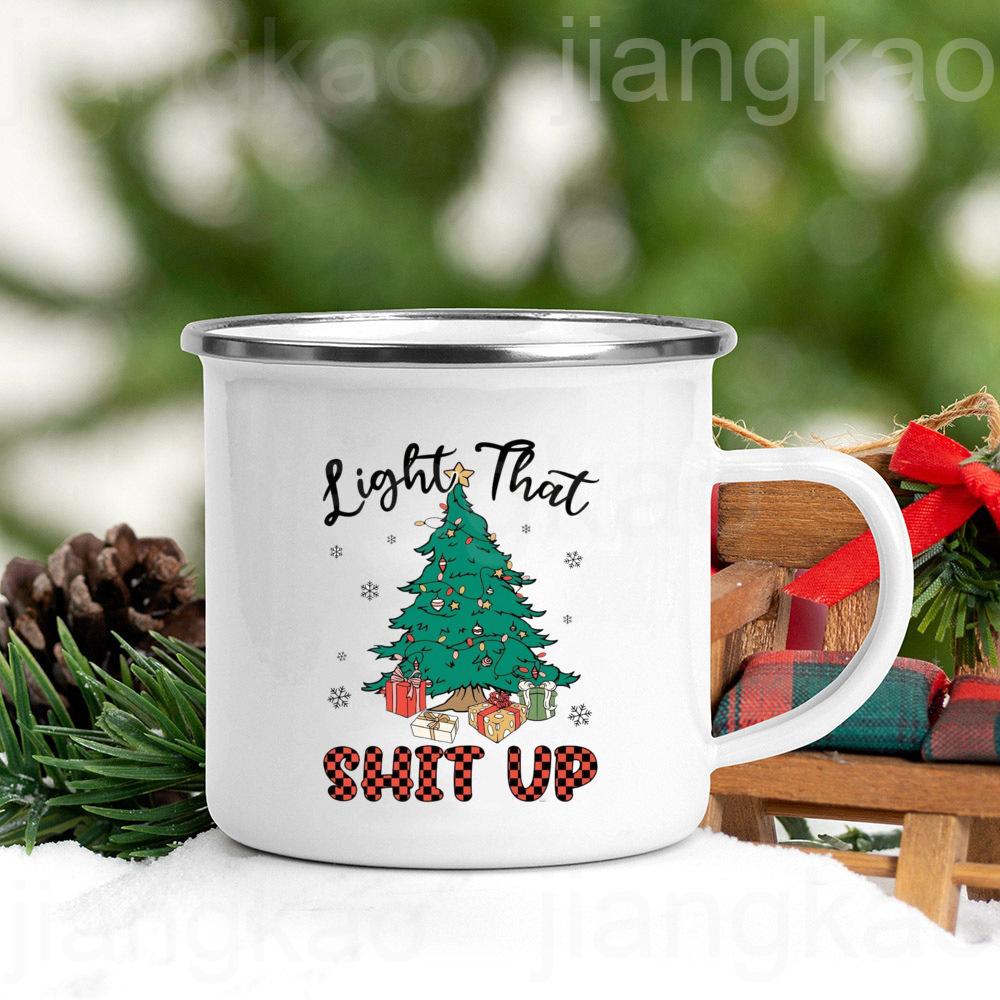 Merry Christmas Deer Printed Mug Christmas Party Decor Cup Drinks Wine Juice Coffee Cups Holiday Mugs Gift for Family Friends