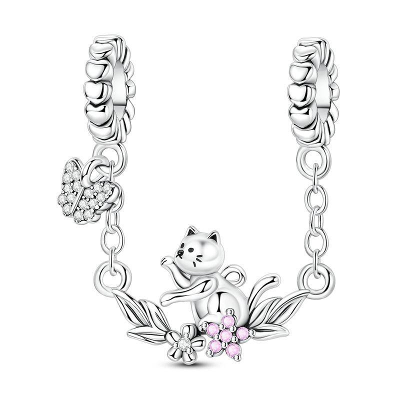 New Copper Craft Cats Dogs Flower Star Moon Heart Safety Chain Necklace Bracelets Luxury Women'S Fine Jewelry Gifts