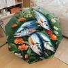 1PC Fishes Flowers Automatic Open/Close Umbrella with Windproof, 8-Rib Sturdy Canopy, Durable Ribs, Fashionable Design, Outdoor Accessory, Fun Prin, H