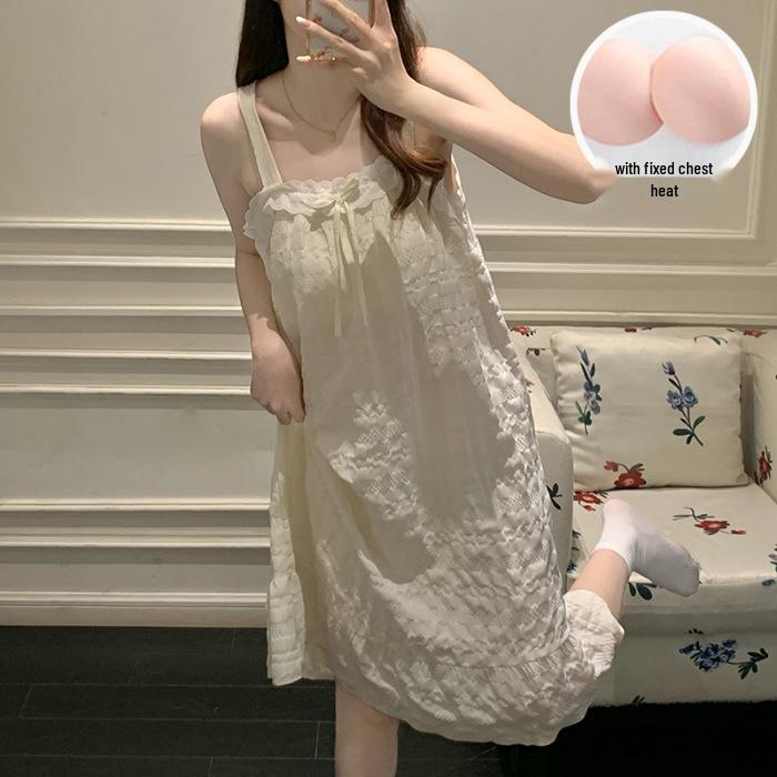 

Летняя женская ночная рубашка из облачного хлопка 2026 года с чашечками, сорочка-пеньюар в стиле принцессы. XL абрикосовый