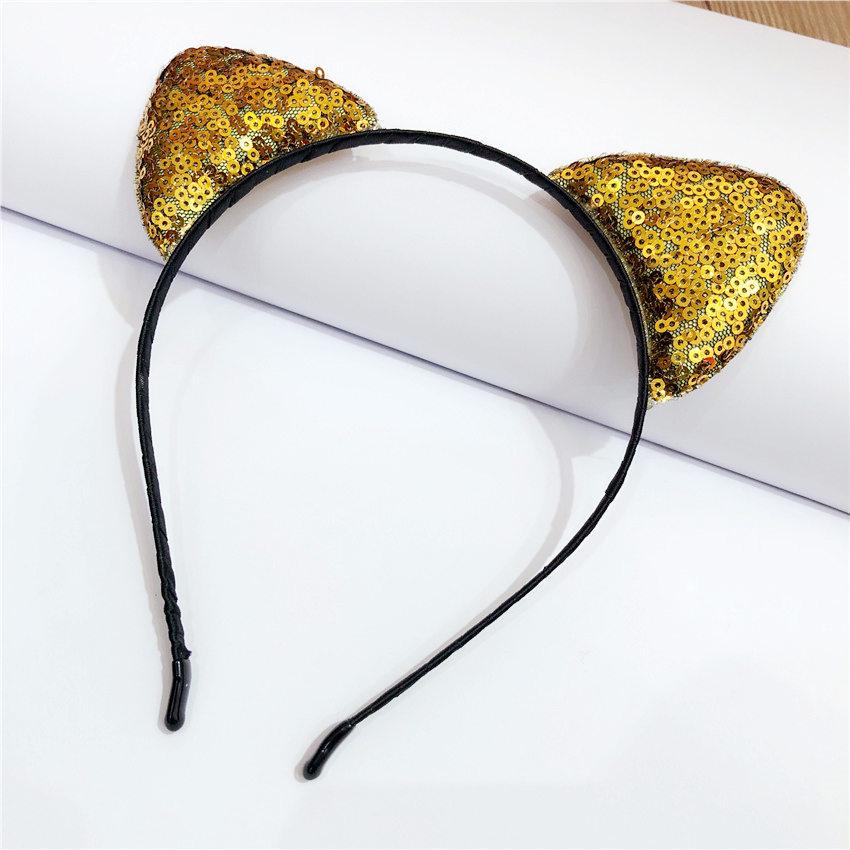 Glitzerndes süßes Katzenohren-Stirnband, Kitty-Stirnband, Damen, Mädchen, Kinder, glitzerndes Haar, Metallreifen, glänzende Haarbänder, Haar-Accessoires