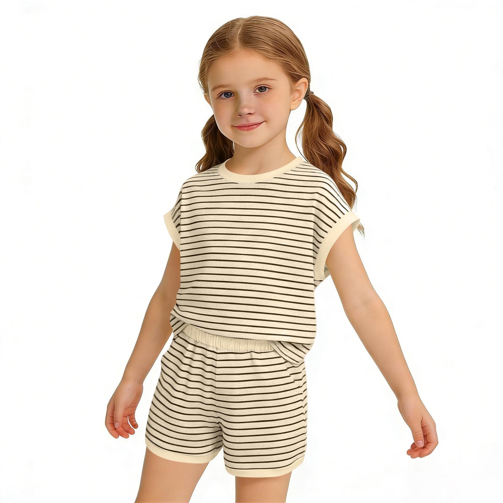 Children s Fashionable Comfortable  Casual Short-sleeve Top And Shorts Two-piece Set 100