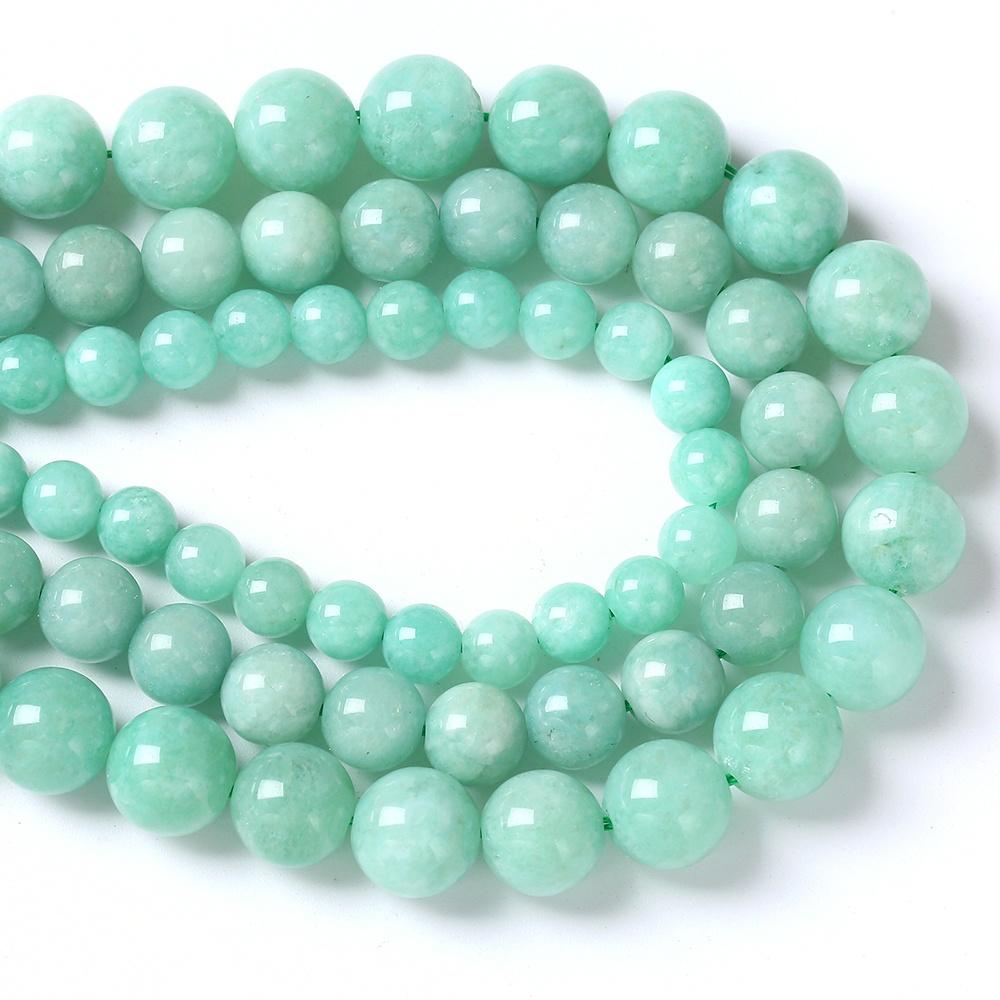 Jade Chalcedony Green Burmese Natural Stone 15" Smooth Loose Spacer Beads 4681012mm For Jewelry Making Diy Bracelets Charms Accessories