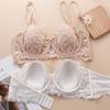 French sexy underwear women's thin half cup rabbit ears big breasts small bra soft steel ring lace bra