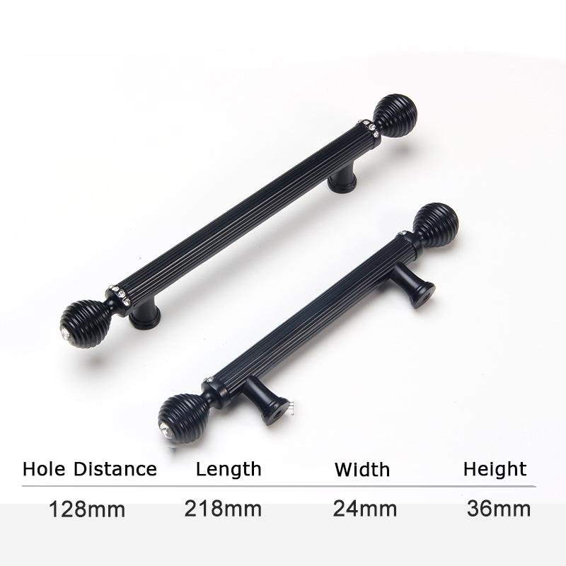 NAIERDI Crystal Glass Cabinet Handles Zinc Alloy Gold Knobs Black Kitchen Door Handle Drawer Cupboard Pulls Furniture Hardware