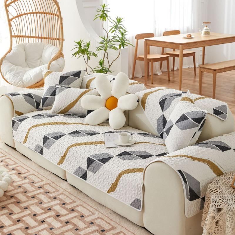Pure Cotton Ins Style Fabric Non-Slip Sofa Cushion Four Seasons Universal Simple Sofa Cover Cover Backrest Cushion Cover Cloth
