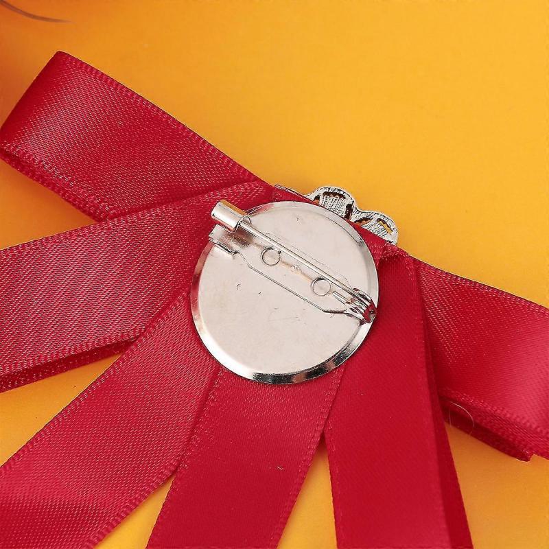 Bowknot Brooch Rhinestone Decorative Pin Cloth Retro Clothing Brooch for Woman (Red)