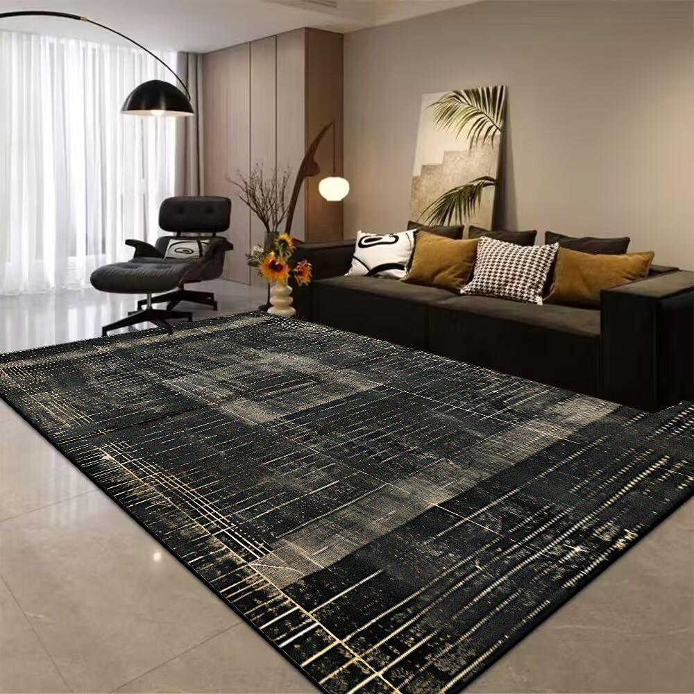 Nordische Stijl Zwart Groot Tapijt Antislip Woonkamer Decoratie Bankhoek Tapijt Makkelijk Schoon te Maken Koffietafelmat Slaapkamer Lounge Tapijten