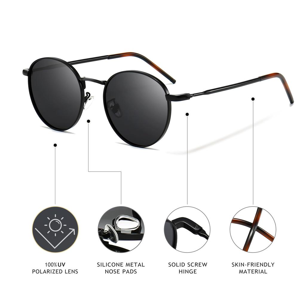 [SUNGAIT] Sunglasses for Men and Women, Round Shape, Polarized, for Fishing, Driving, SGT059-HH JP