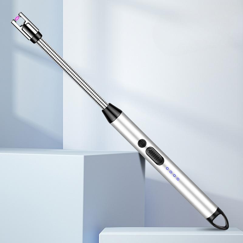 Metal Elbow Tube Extended Arc Igniter Battery Level Display Lighter Outdoor Windproof Electronic Igniter