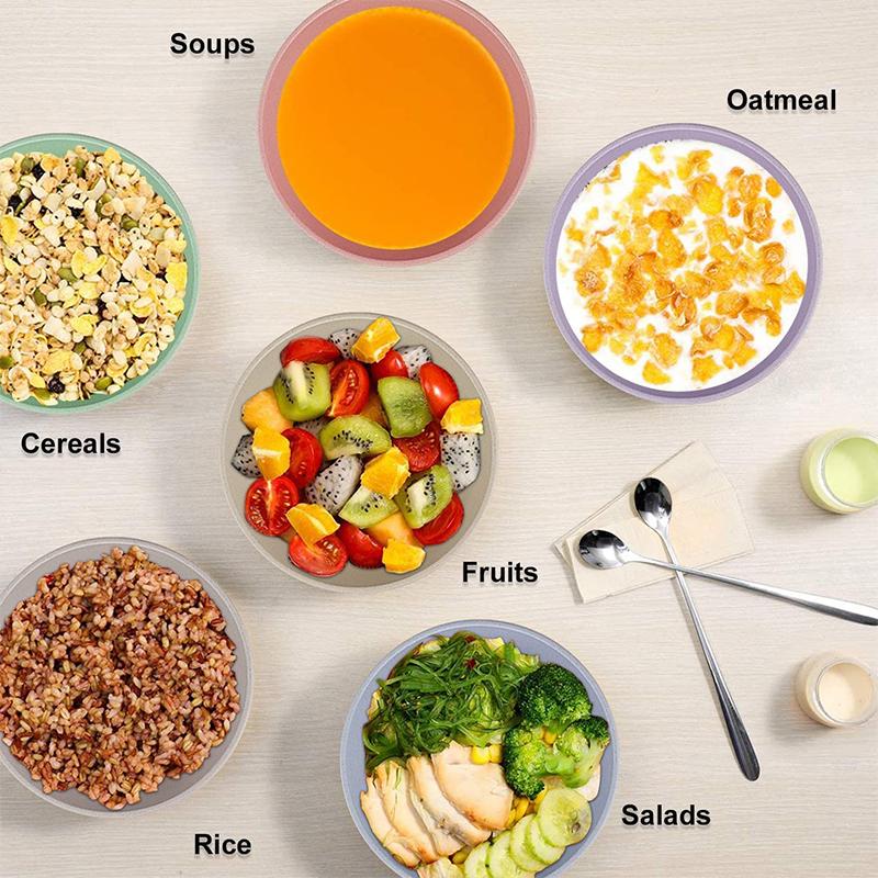 LMETJMA 4 ks nerozbitné opakovaně použitelné misky na cereálie, misky z pšeničné slámy, lehké sady misek na nudlovou polévku, svačinu, salát, ovoce JT89