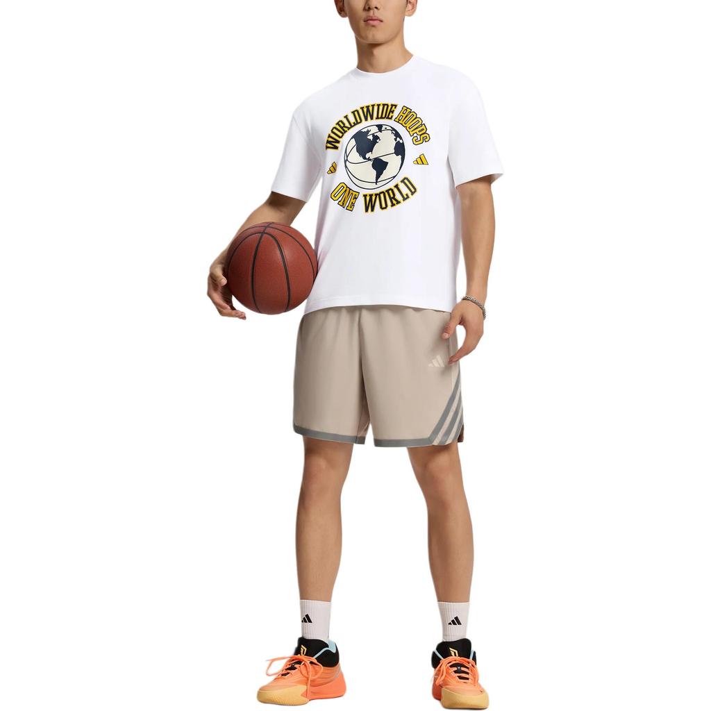 Adidas Worldwide Hoops Global Loose Knit Crew Neck Basketball Sports Short Sleeve T-Shirt Unisex Tops KX5732