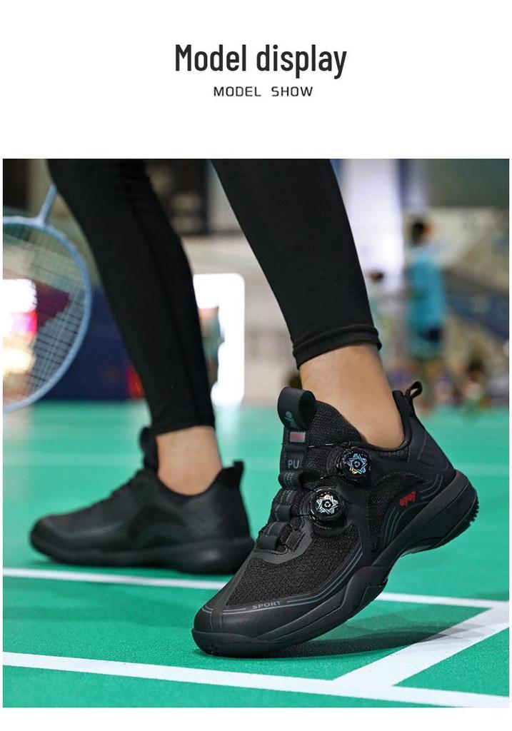 Professional Competition Badminton Shoes with Rotating Buckle, Shock Absorption, Carbon Plate, Non-slip, Wear-resistant for Men and Women