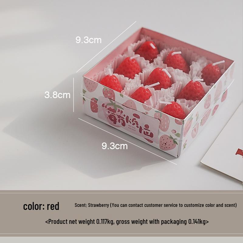 Handmade Cute Strawberry Scented Soy Wax Candle – Creative Birthday Party Favor Gift