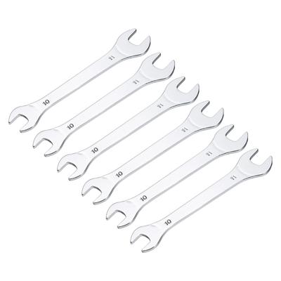 Uxcell Set of 10mm X 11mm Metric Mirror Chrome Plated High Carbon Steel Wrenches for Home Maintenance and General Repairs 6-Piece Open-End