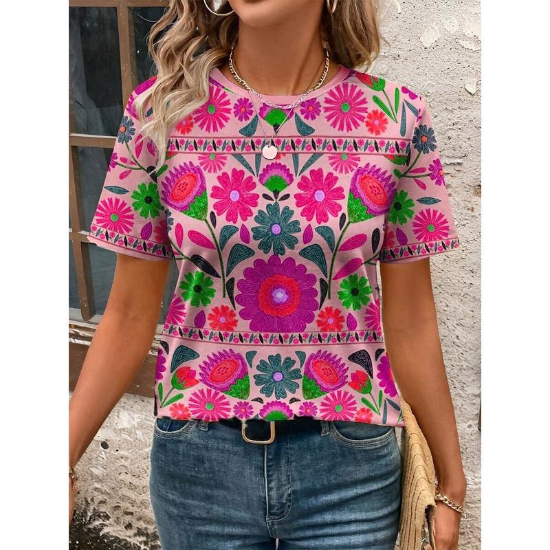 Women's T Shirt Floral Graphic Plants Vintage Stylish Classic Short Sleeve Crew Neck Regular Tops Daily