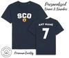 Scotland SCO T-Shirt Personalised Name and No Adult Kids Baby, Football 6 Nations