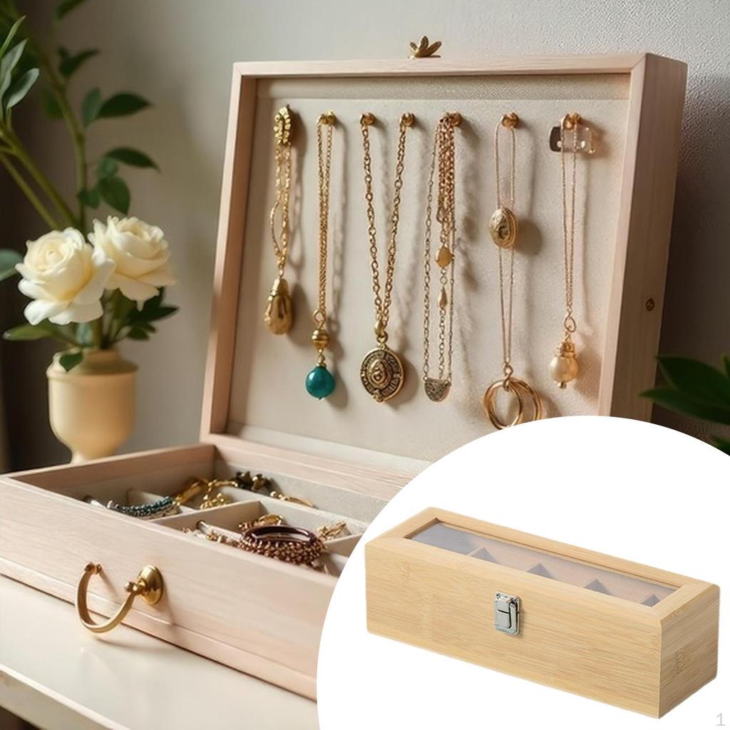 Wood Tea Storage Organizer Compartment Box Coffee Holder for Countertop Desktop Kitchen