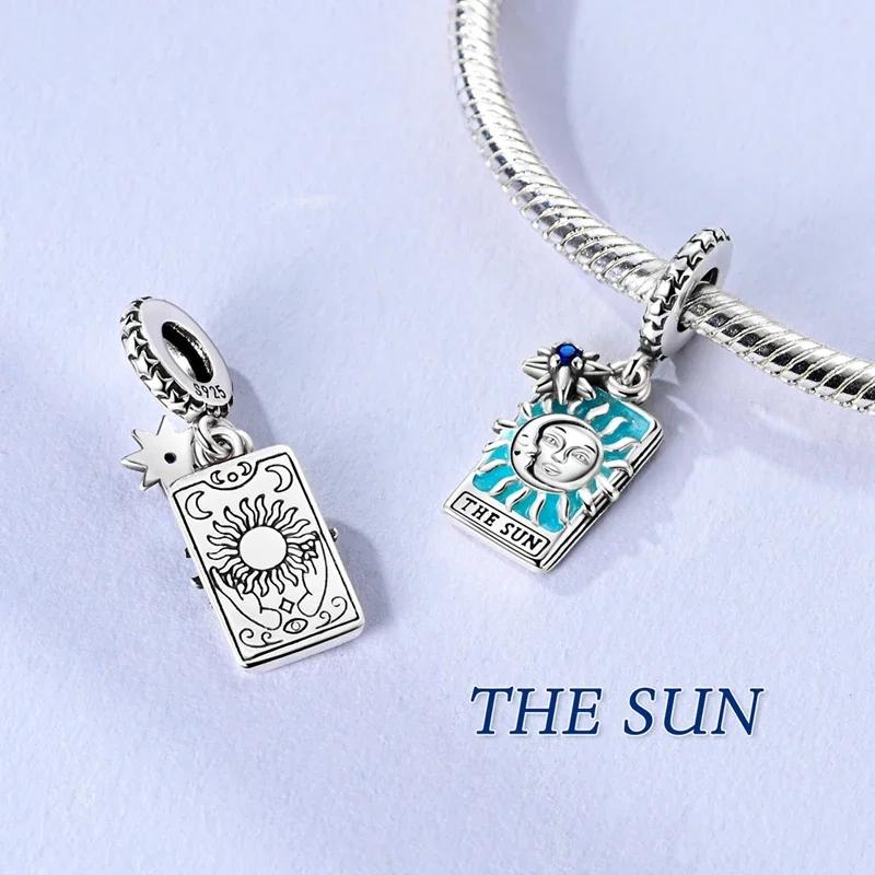 Charms Copper Sun Star Moon Tarot Card Beads Fit Charms Plata Original Bracelet Beads Women Jewellery Making Diy