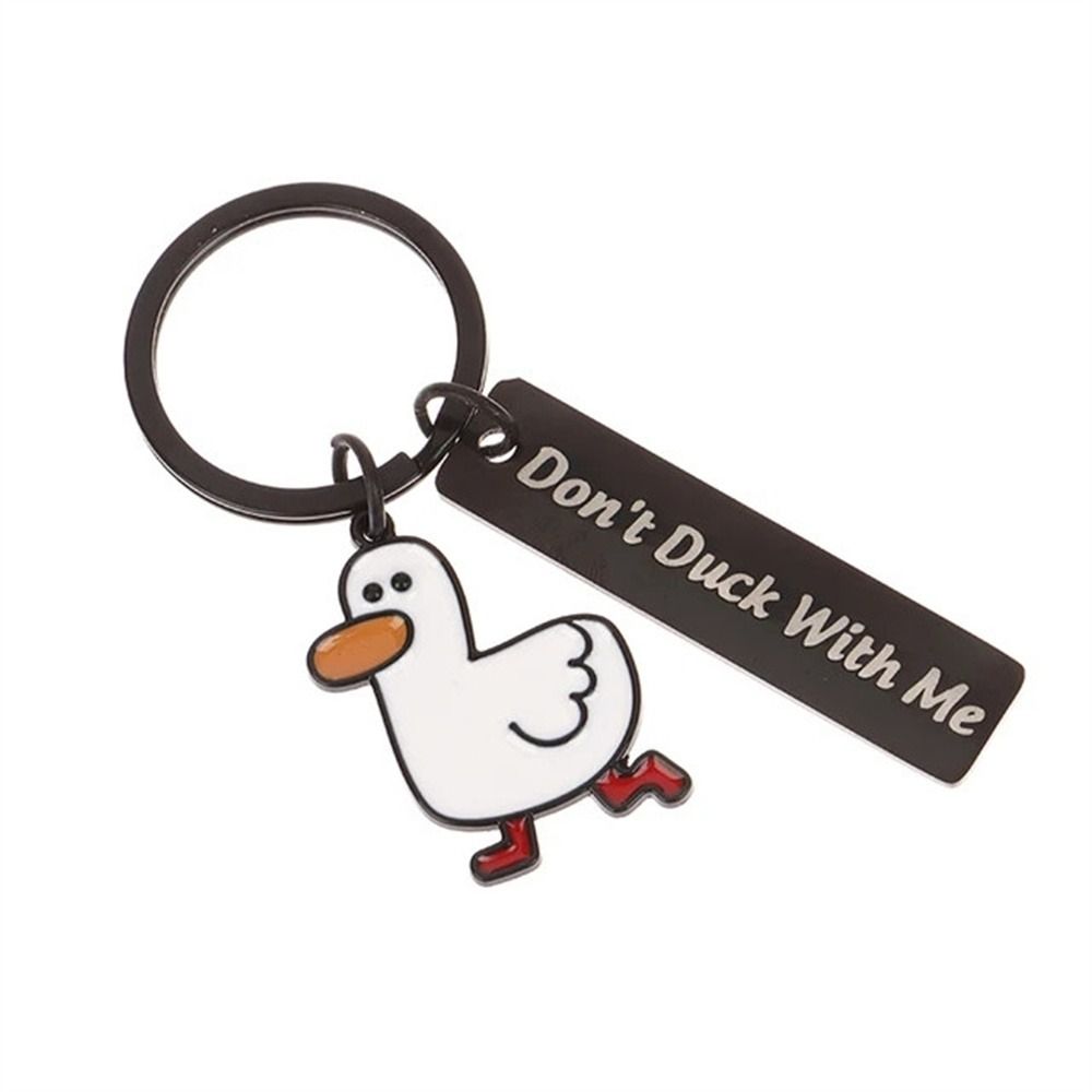 Stainless Steel Ducking Love Keyring Couples Jewelry Duck Pendant Funny Duck Keychain  Handbag