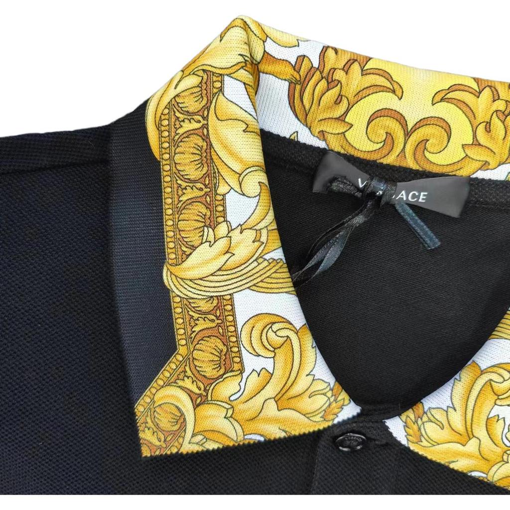 Versace SS23 Letter Embroidery Casual Short Sleeve Polo Shirt Men Polo Shirts Black 1012260-1A08837-2B130
