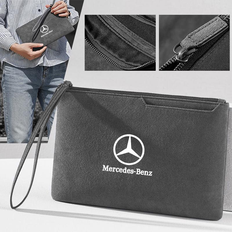 JVC4   Suede Car Driving Document Bag Credit Cards Storage Bag ID Cover For Mercedes Benz W204 W205 W212 W213 W221 GLA GLC CLK GLA AMG