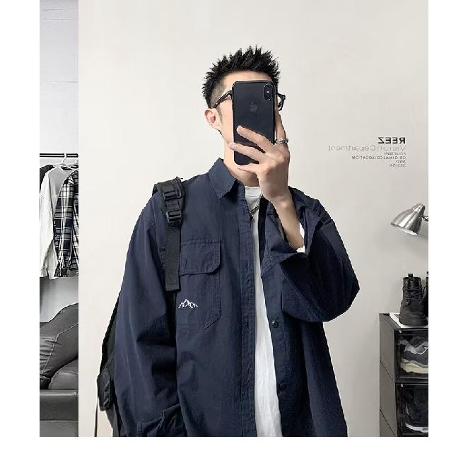 2024 Letter Long Sleeve Shirt Japanese Hong Kong Style Ins Loose Shirt Boys Summer Trendy Versatile Casual Coat