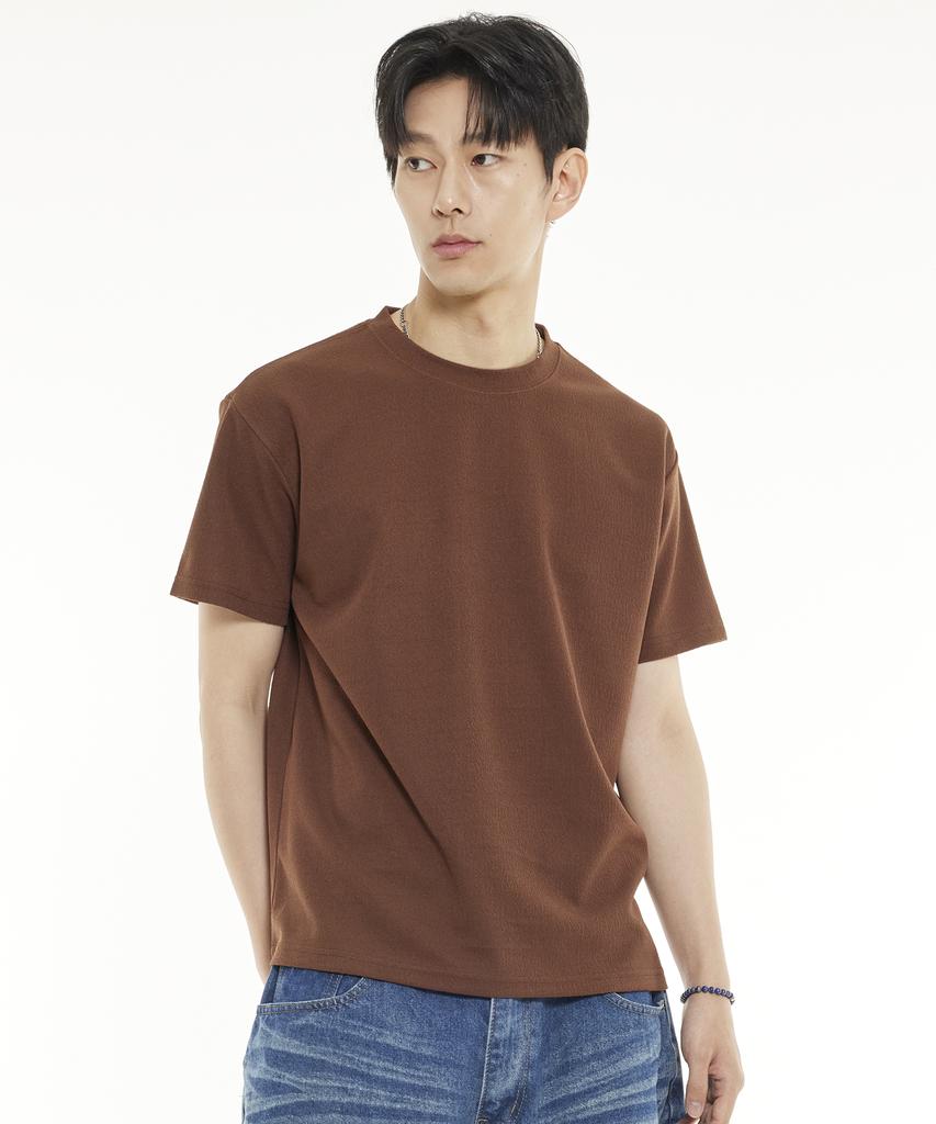 MINIMALCODE Basic Round Short Sleeve T-Shirt Beige