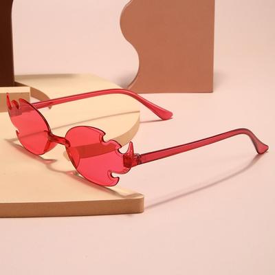 Trendy Rimless Fire Flame Sunglasses Colorful Flame Shaped Sun Glasses Y2K Eyewear for Women & Men