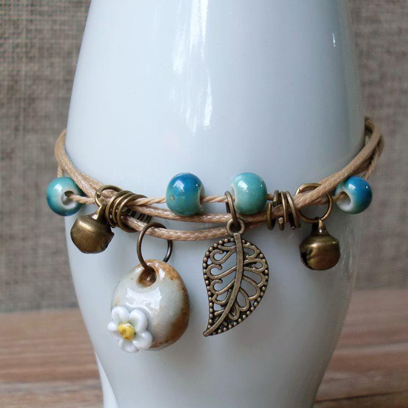 Broken Bridge Ceramic Floral Handmade Bracelet - Women's Fashion Jewelry