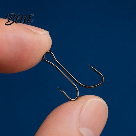 Durable Fishing Hook 50Pcs Classic Double Hooks High Carbon Steel Barbed Frog Sharp Open Shank Bait Hooks for Freshwater Saltwater
