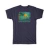 Gift T-Shirt : Kazakhstan Kazakh Flag Asia Asian Country Pride Souvenir Vintage