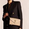 Saint Laurent Ysl Monogram Logo Dorato Pelle Granulosa Trapuntata Portafoglio a Catena Borsa a Spalla Borse Donna Beige Scuro 377828-BOW01-2721