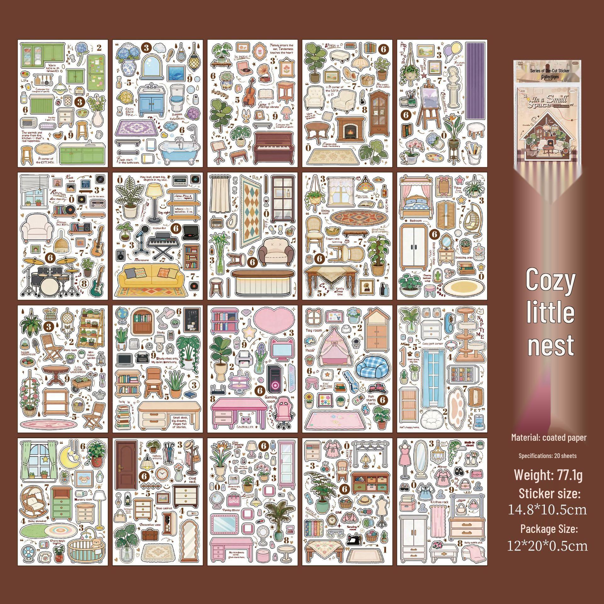Yu Xian Sticker Book - Soft Cute Art Scenes for Journals, DIY Scenery, Stress Relief, and Collage.