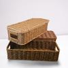 Handwoven Imitation Rattan Wine Basket with Lid Rustic Farmhouse Storage Box for Home Hotel Kitchen Bar Decor Wine Gift Basket