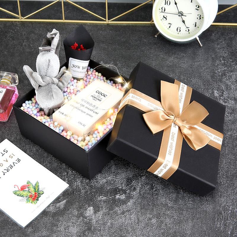 Valentine's Day Luxury Black Gift Box - Elegant Packaging for Birthdays & More