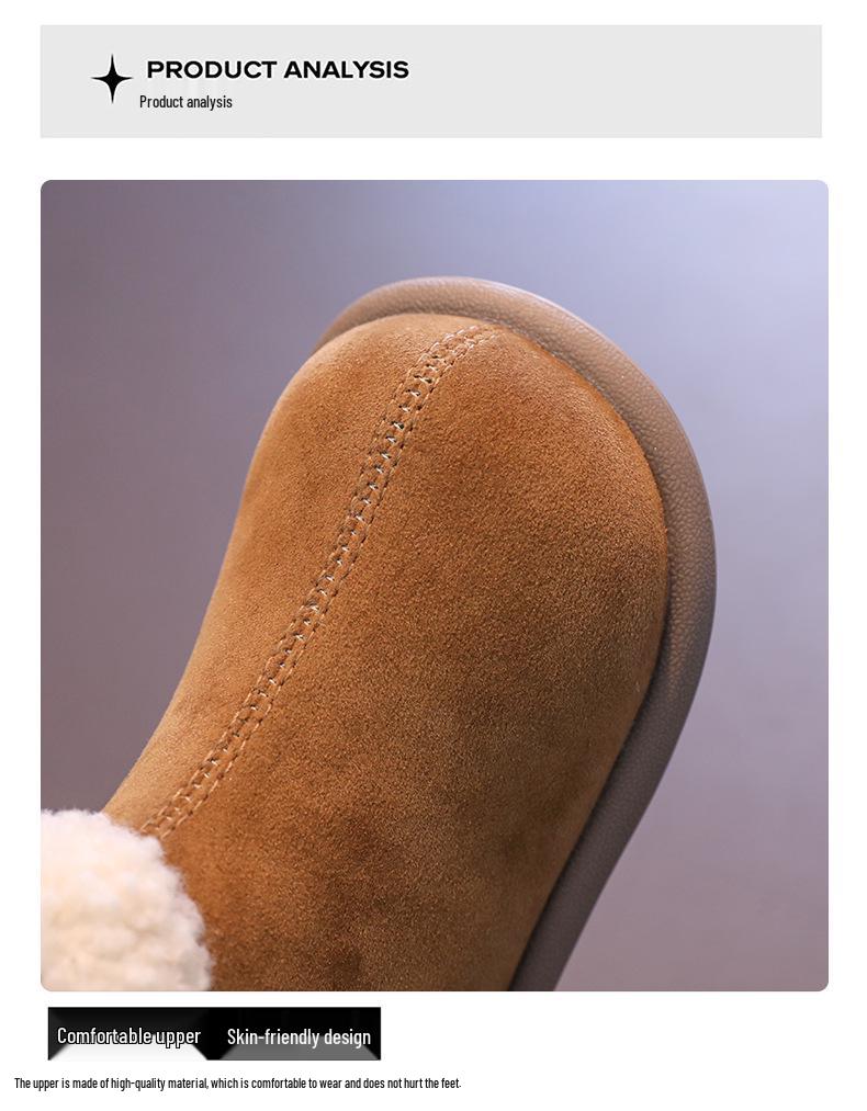 2025 Winter Girls' Thick Cotton Lambswool Boots - Warm, Short Martin Style for Mid-to-Large Children