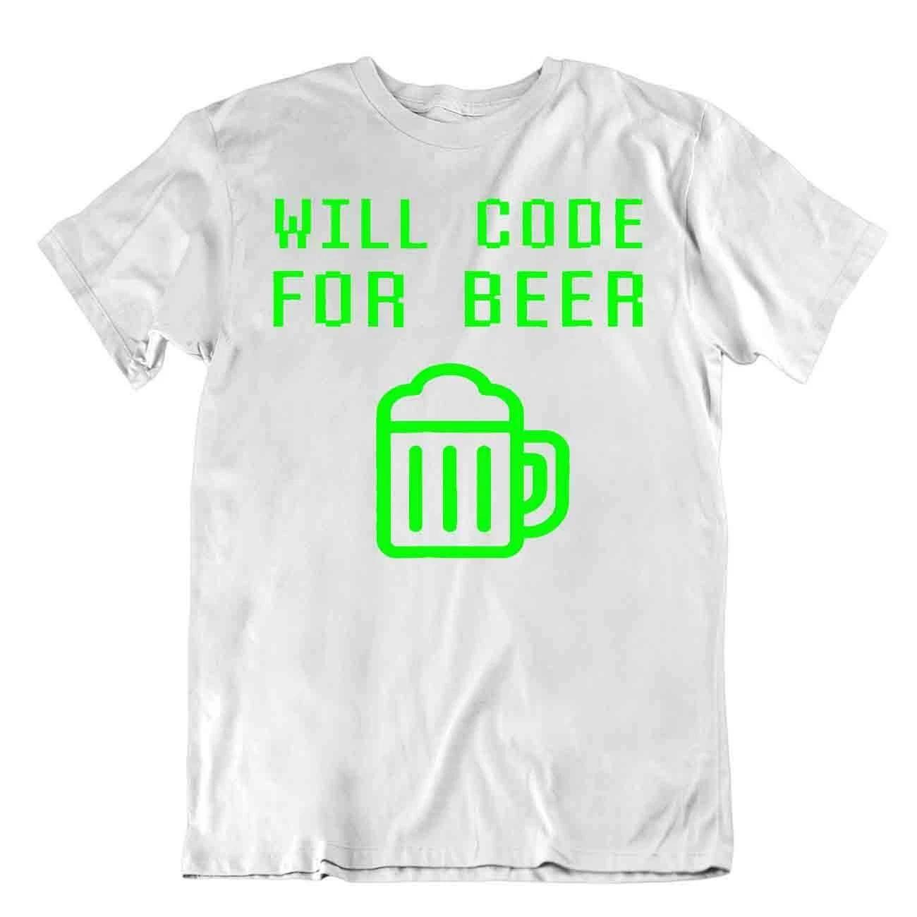 Will Code For Beer Tshirt Programmer T-Shirt Teacher Joke Tee Funny Shirt S
