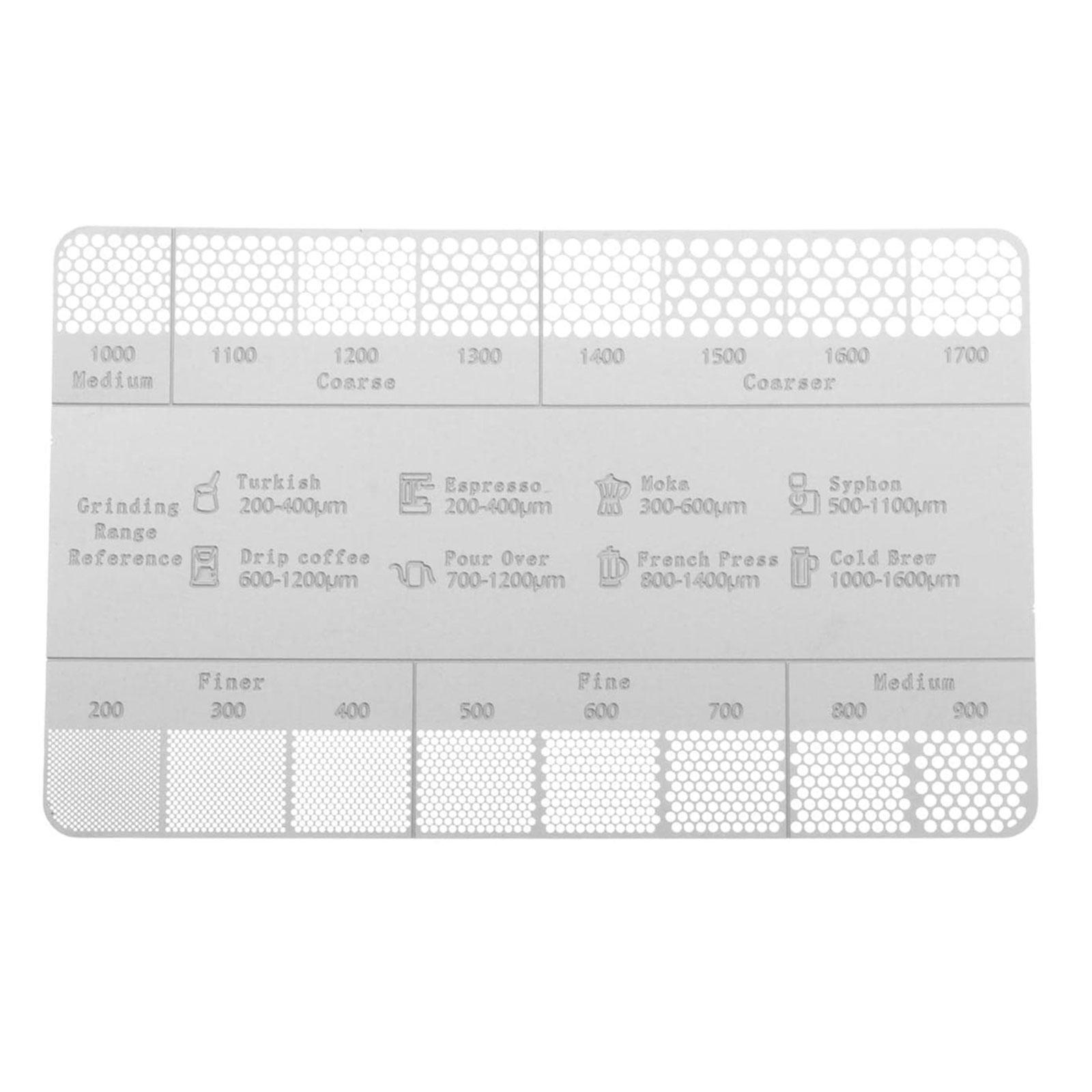 

Справочная карта помола кофе из нержавеющей стали Металлическая линейка для измерения помола кофе Аксессуары для профессиональной кофемолки A