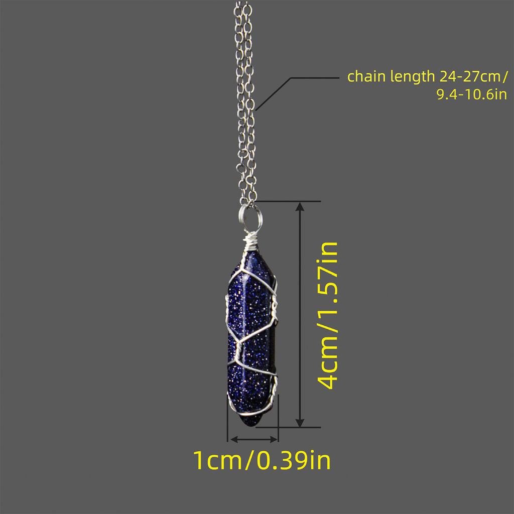 Hexagonal Crystal Spiritual Healing Stone Necklace Double Pointed Winding Wire Stone Jewelry Gift for Women Girls