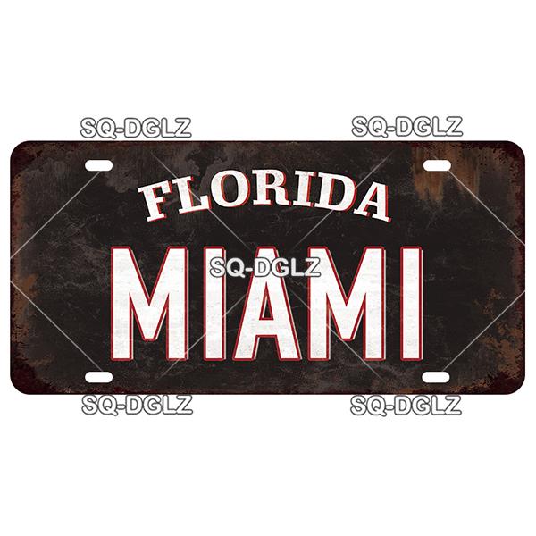 USA EAST City BOSTON MIAMI 15x30CM Plate Sports Tin Sign State Wall Decoration Metal Sign Home Decor Painting Plaques Art Poster