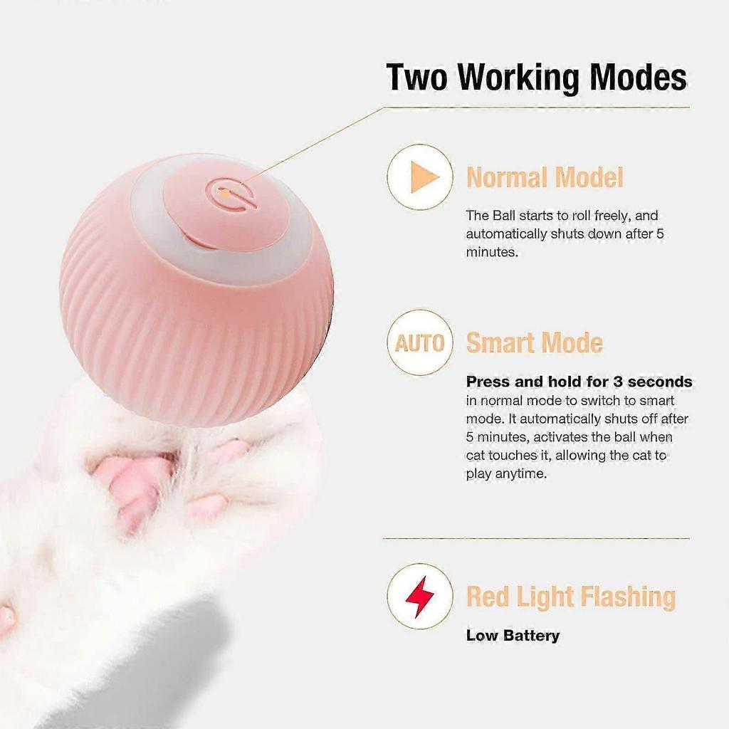 Katzen Spielzeug Elektrische Katzenkugel mit LED Licht Automatischer 360 Grad Rollball Interaktives Katzen Spielzeug USB Wiederaufladbar Elektrische Katzenbälle für Katzen (Rosa)