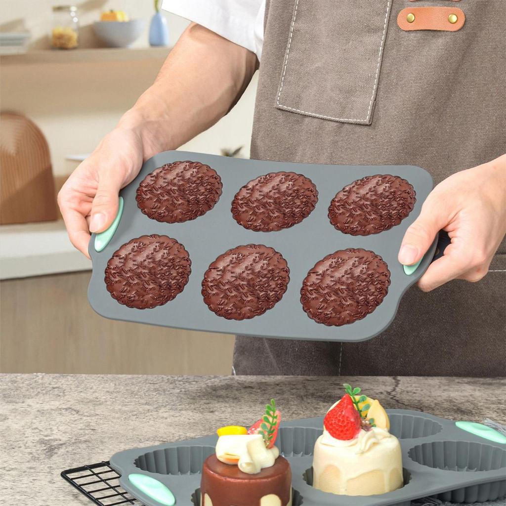 Silicone Cake Molds For Baking 6-Cups Non-Stick Crafts With Flower Design Baking Silicone Molds For Christmas Chocolate Egg