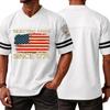 Men's Casual V Neck Short Sleeve Sports T Shirt with Flag and Independence Day Print Suitable for Daily Wear and Outdoor Activities