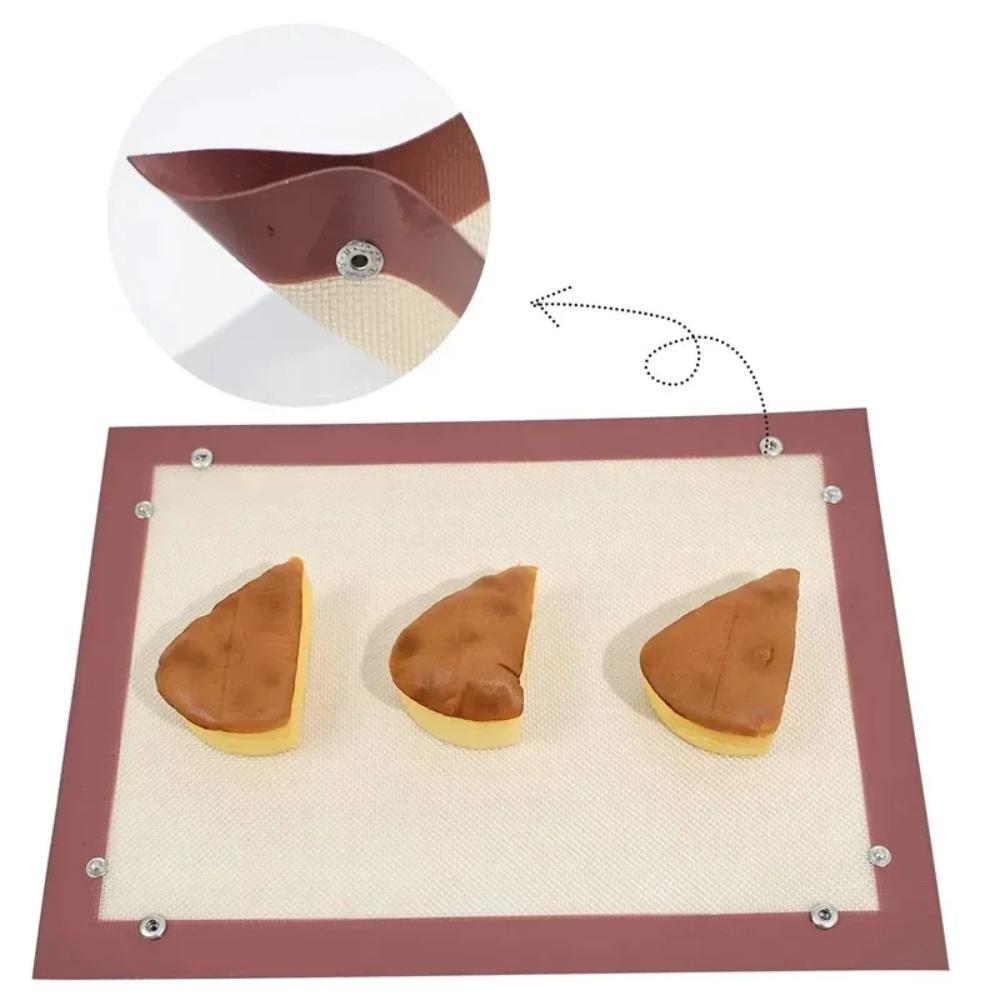 Hitzebeständige Auslaufschutz Silikon Backmatte Blatt Antihaft Ofen Netzmatte Kleines Knopfdesign Glasfaser Backform Backmatte