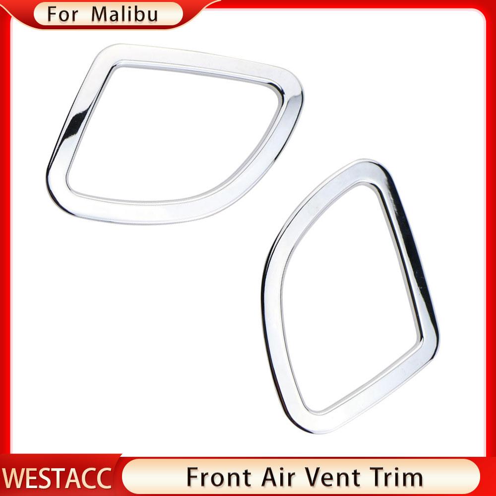 2Pcs/set ABS Chrome Car Front Air Conditioning AC Vent Outlet Sticker for Chevrolet Chevy Malibu 2012 2013 2014 2015