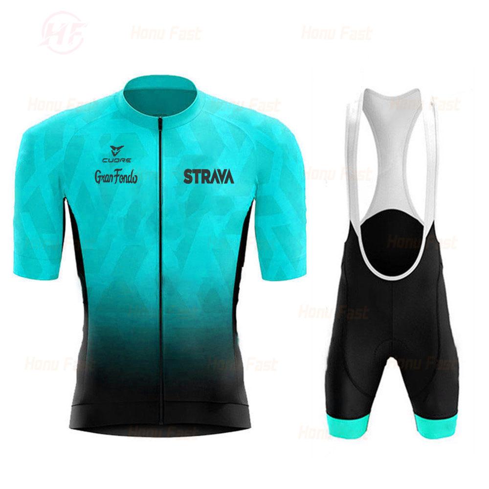 2026 Yellow STRAVA Men's Cycling Suit Cycling Team Short Sleeve, Summer Breathable Cycling Suit Set